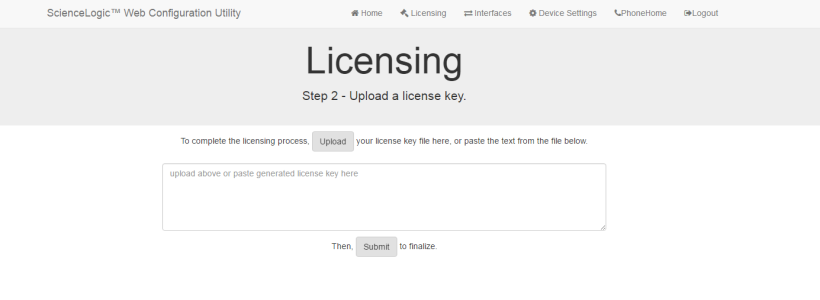 Image of the Licensing page step 2