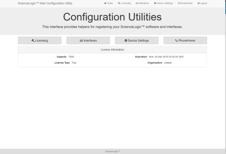 Image of the main Configuration Utility page