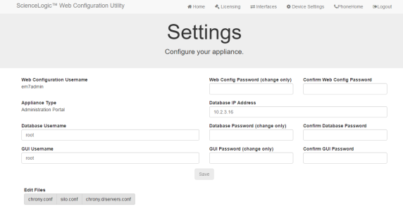 Image of the Device Settings page