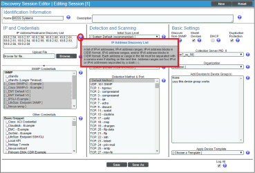 Image of the IP Address Discovery List Tool Tip and its description.