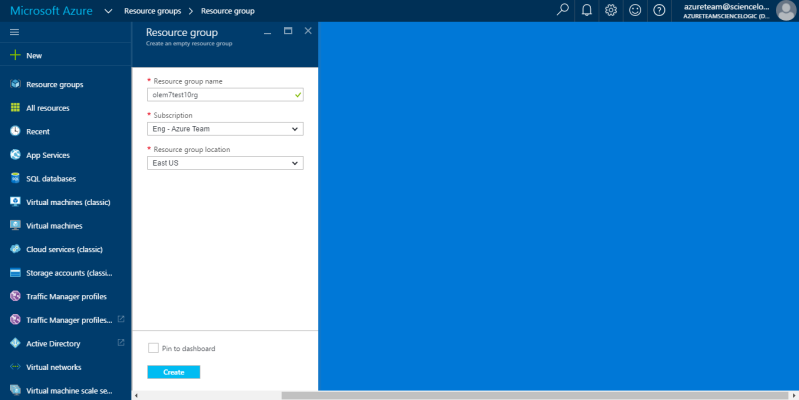 The Resource groups page of the Azure Portal