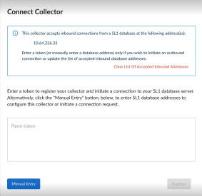 The Collector Connection Status page with an Inbound Connection Request Information message