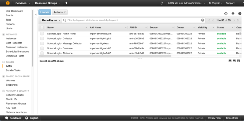 The EC2 Dashboard page with the Images > AMIs filter