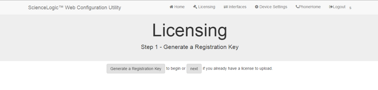 The Licensing page step 1