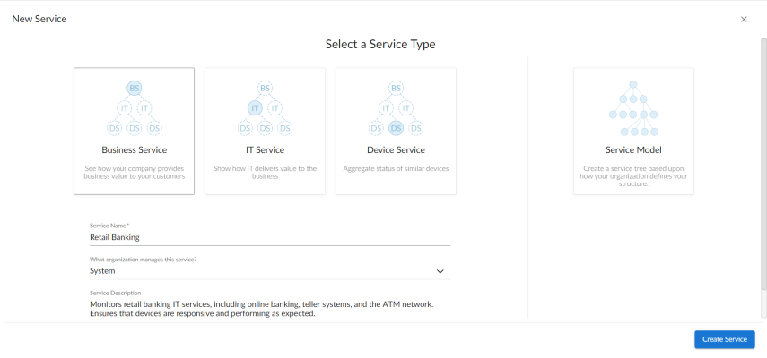 Image of the New Service page
