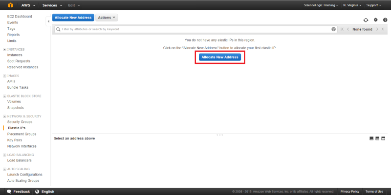 The Allocate New Address page with the Allocate New Address button highlighted