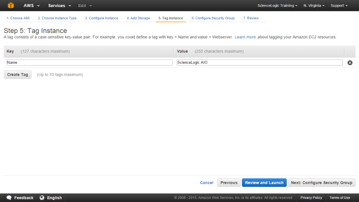 The Step 5: Tag Instance page