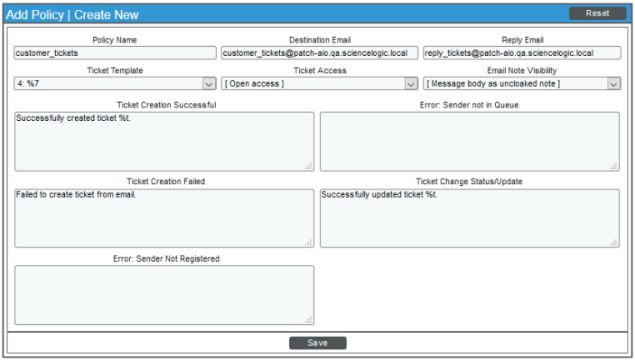 Image of the Add Policy page