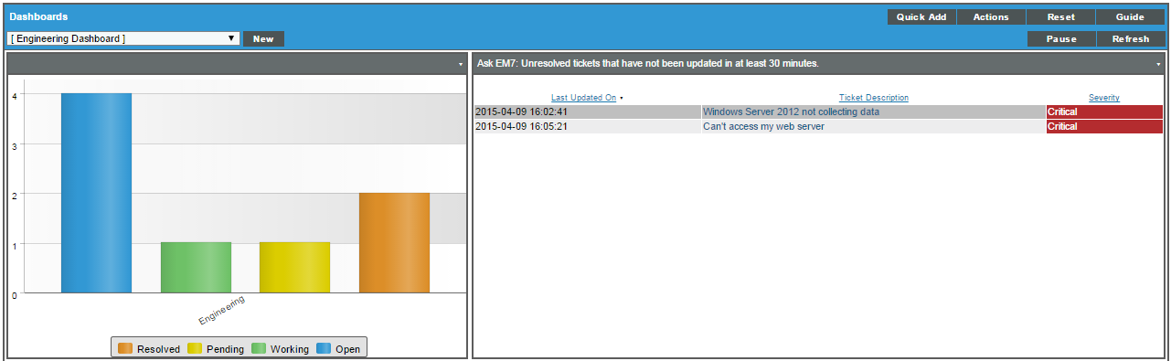 Image of the Engineering dashboard