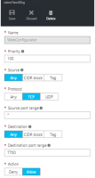 The Inbound security rules pane