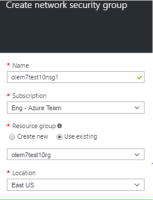 The Create network security group pane