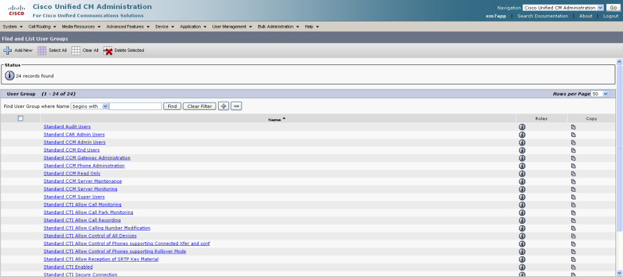 Image of the Find and List User Groups page