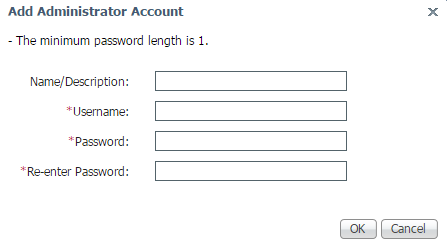 Image of the Add Administrator Account dialog