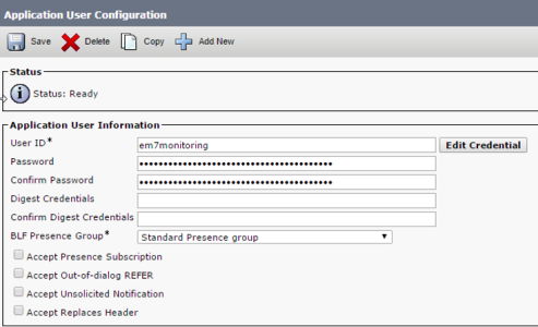 Image of Application User Management page