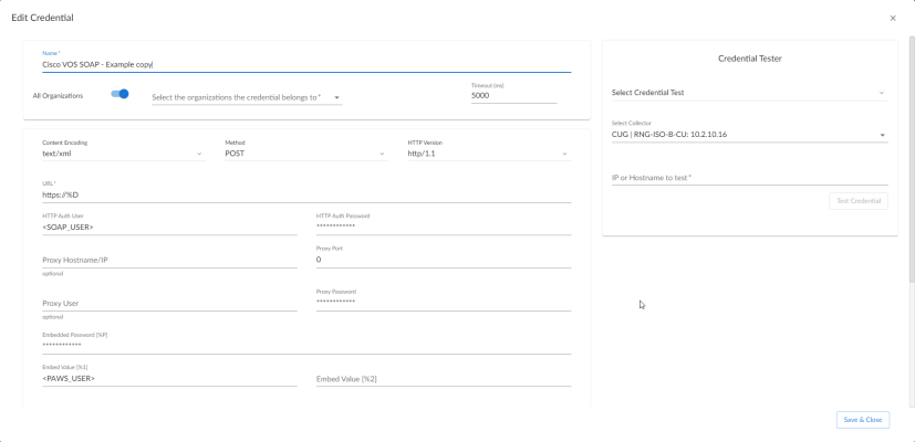 Image of the Edit SOAP/XML Credential page