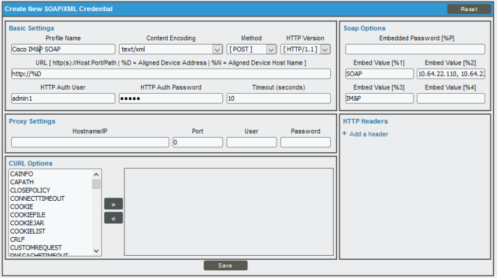 Image of the Edit SOAP/XML Credential page