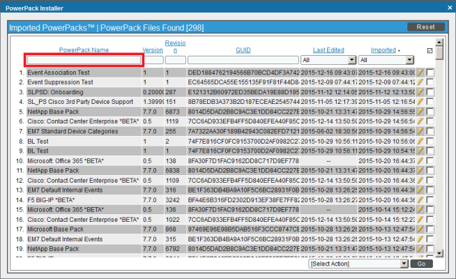 Image of the Imported PowerPacks page