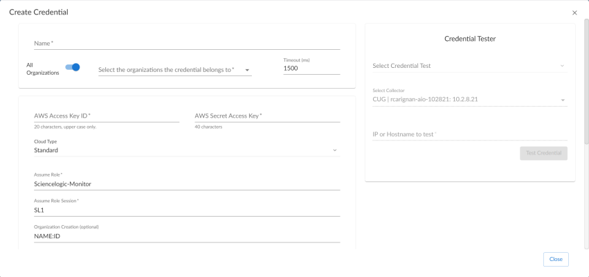 An image of the AWS Create Credential page.