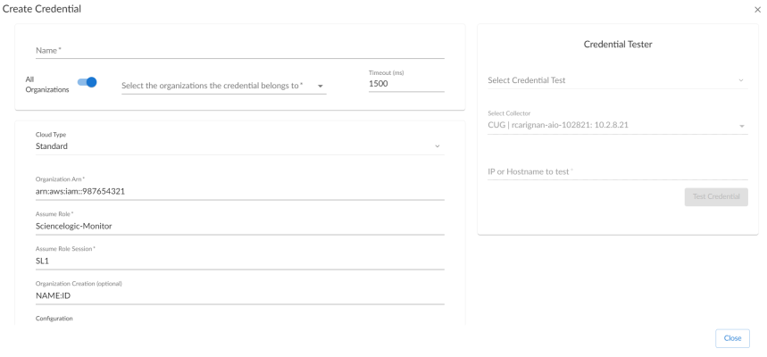 An image of the AWS Create Credential page.