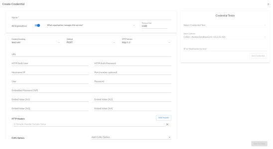 An image of the SOAP/XML Create Credential page.