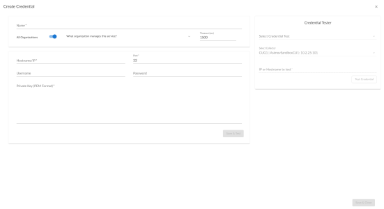 An image of the SSH Create Credential page.