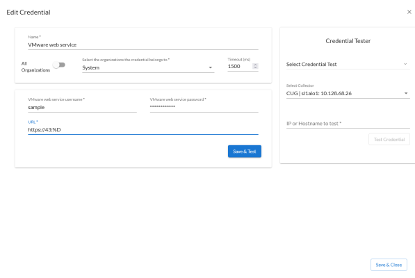 An image of the VMware Create Credential page.