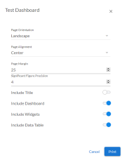 Image of the Print Dashboard dialog