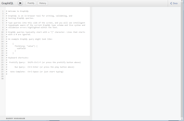 Image of the GraphiQL interface page