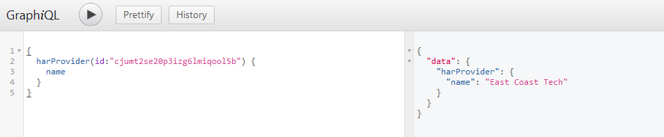 Image of the GraphiQL query page