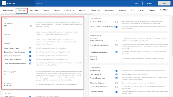 Image of the Device Investigator page