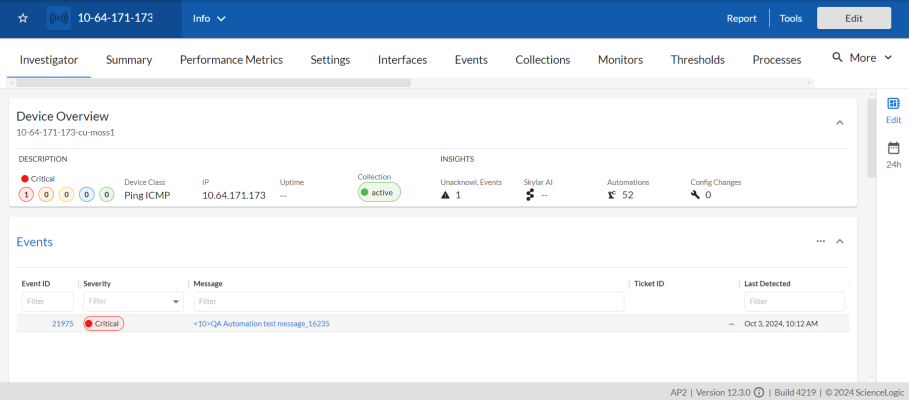A new metric in the Device Investigator