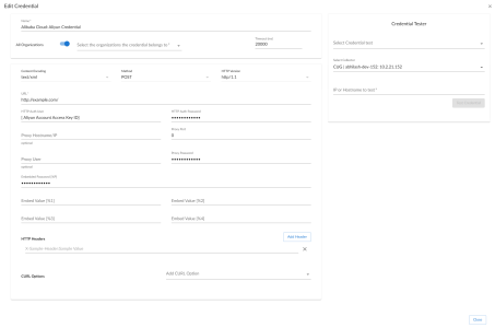 Edit the Alibaba Cloud: Aliyun SOAP/XML credential