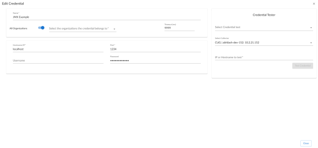 Edit the JMX Basic/Snippet credential