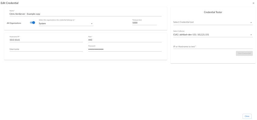 Edit SOAP/XML credential for IBM: Tivoli Storage Manager