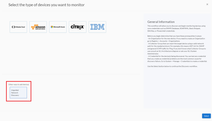 Image of the Add Devices wizard, page 1