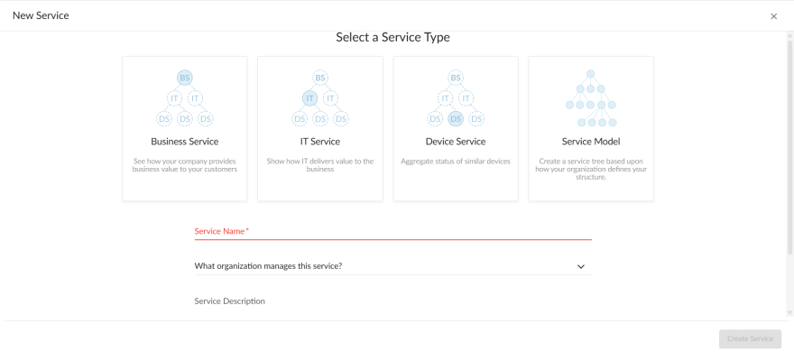 Image of the New Service page