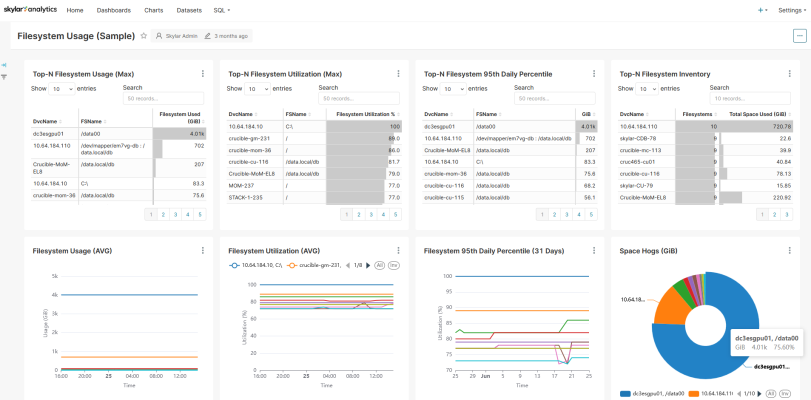 Image of a Skylar Analytics Filesystem Overview page.