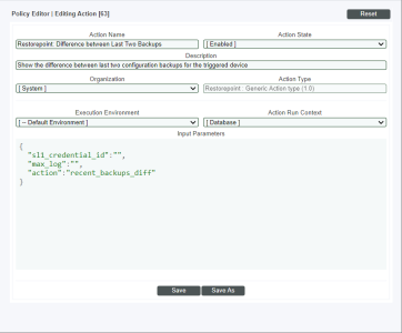 An image of the Editing Actions page.