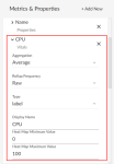 Image of the Metrics and Properties drop-down list