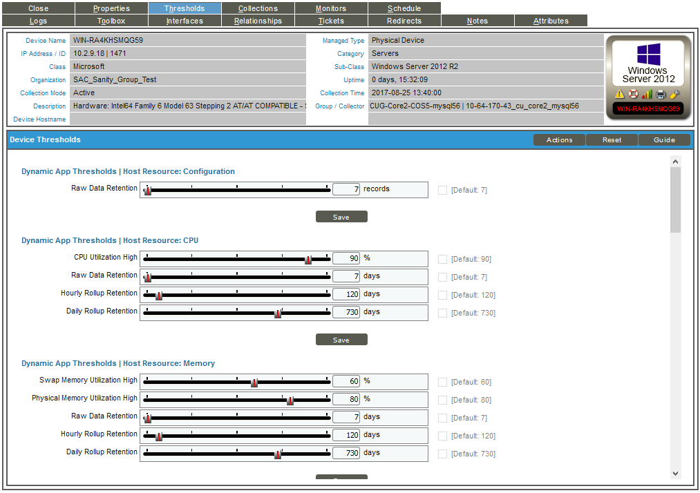 Device Thresholds and Data Retention