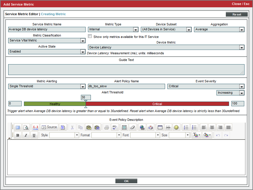Example Using Device Availability, Device Latency, and Process Availability