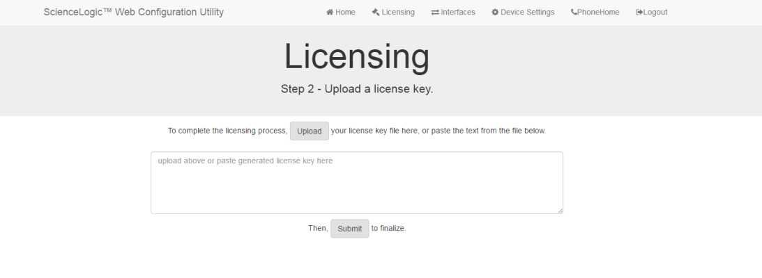 The Licensing page step 2
