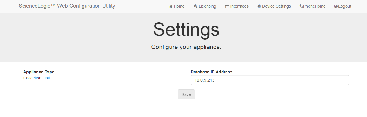 The Settings page