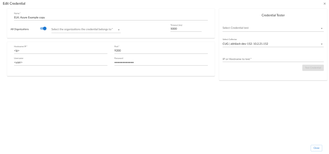 Edit the ELK: Azure Activity Log Basic/Snippet credential