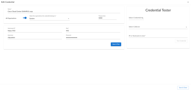 Edit Basic/Snippet credential for Cisco CloudCenter