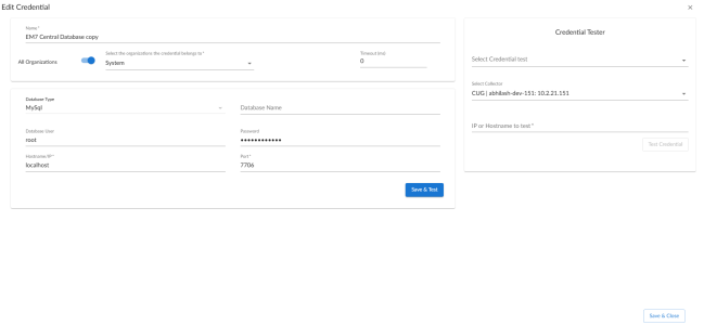 Edit the EM7 Database credential