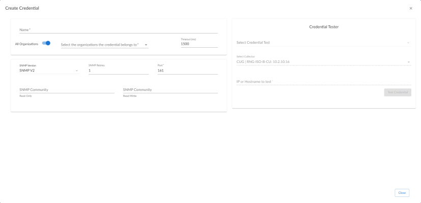 Image of the SNMP Credential Editor page