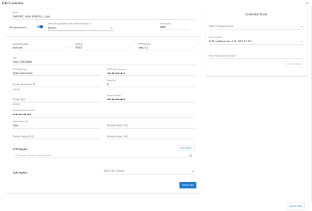 Edit SOAP/XML credential for Dell EMC Isilon