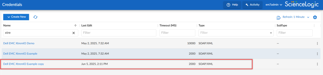 Create a SOAP/XML credential for Dell EMC Unity
