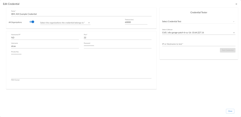 An image of the SSH Create Credential page.